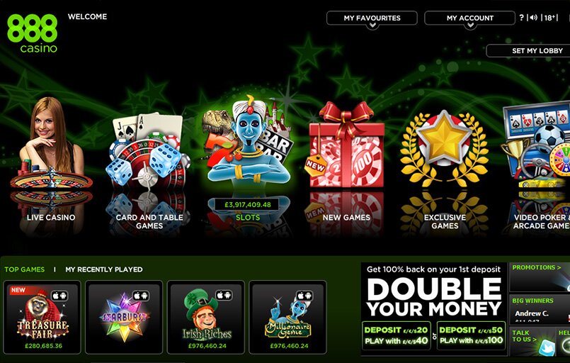 888 Casino Game Lobby in the Downloaded Software