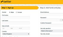 Simple Registration Form for New Players at Betfair